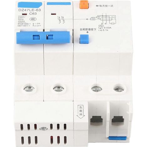 Disjoncteur différentiel DZ47LE63 2p N C63 63 A 30 mA (1/2)
