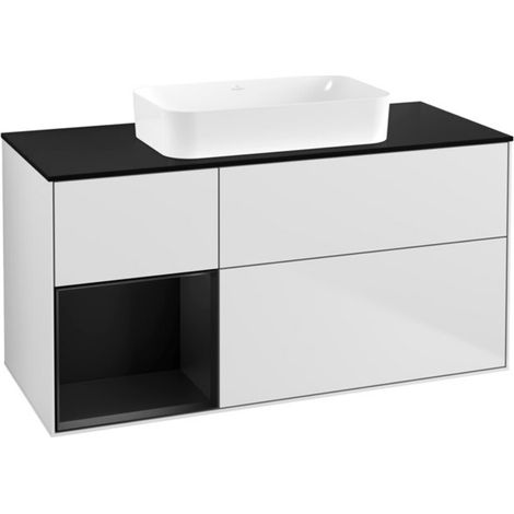 V&B Waschtischunterschrank Wandbeleuchtung Finion 120x60 cm, Reg re bla m Lac, wh. m Lac (1/2)