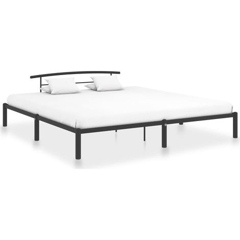 Cadre de lit sans matelas noir métal 180x200 cm (1/5)