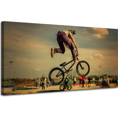 Leinwanddruck „Jugendliche Fahrradakrobatik“ 120x60