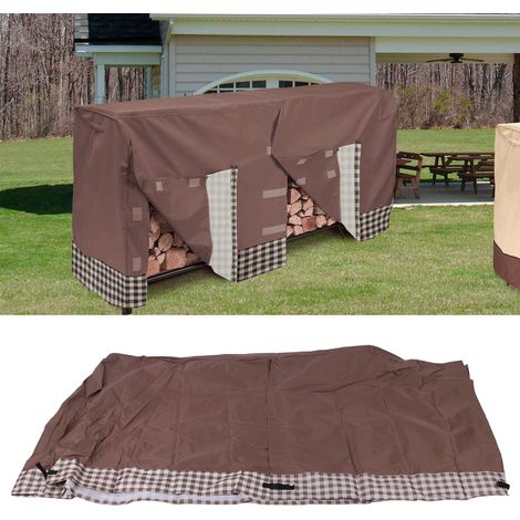 Housse pour porte-bûches de 2,4 m, résistante aux intempéries, tissu Oxford 600D ultra-résistant et imperméable, porte-bûches pour cheminée, grille à café (1/5)