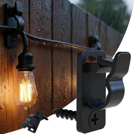 Lot de 60 clips pour guirlandes lumineuses d'extérieur, crochets à visser, supports de câble résistants aux intempéries pour guirlandes lumineuses, décorations de Noël, de fêtes, de patio et de jardin