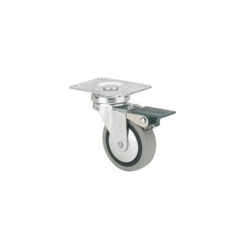 FPLUS rueda mobiliario 40 ø goma gris placa freno 30 kg 18h0333