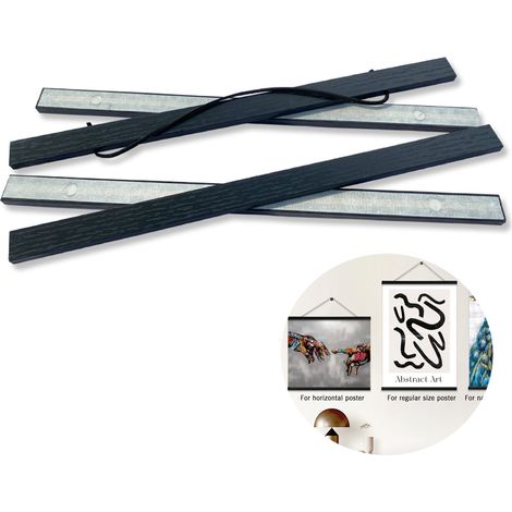 Cadre de suspension magnétique en bois, noyer de teck pour cadres magnétiques d'œuvres d'art, décoration murale pour la maison, 40 cm, noir (1/5)