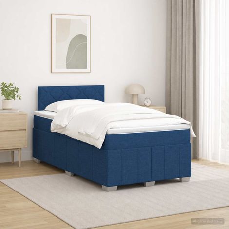 vidaXL Lit boxspring avec matelas Bleu 120 x 200 cm Tissu (1/5)