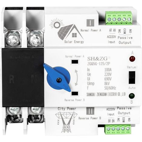 Commutateur de transfert automatique photovoltaïque double puissance. Interrupteur d'alimentation sans interruption 220 V, ZGQ5G-100 A/2P (1/5)
