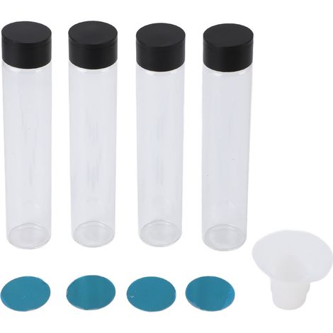 Tubes de conservation café en verre, lot de 4 pots doseurs hermétiques avec entonnoir, contenants étanches pour grains, épices et noix, capacité 2oz, design compact et pratique (1/5)