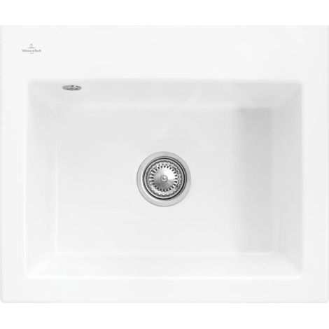 Evier 60 x 51cm sans egouttoir VILLEROY ET BOCH Subway 60 S Stone White CeramicPlus vidage manuel (1/5)