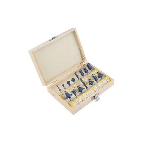 15 fraises à bois queue 1/4″ – Set pour toupie et défonceuse – Mèches à rainurer pour menuiserie créative (1/3)