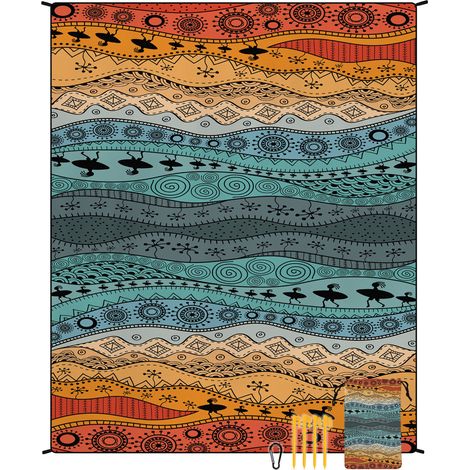 Strandmatte aus Mikrofaser im Boho-Stil, schnelltrocknend, wasser- und feuchtigkeitsabweisend, ideal für Picknicks und Camping. Strandmatte 12