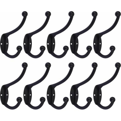 Rétro Crochet Patère Porte Manteau Mural Noir Crochet de Porte Métal pour Salle de Bain Cuisine Chambre Entrée 10 Pièces Vintage (1/5)