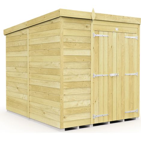 6 x 8 Feet Pent Shed - Double Door Without Windows - Wood - L231 x W185 x H201 cm
