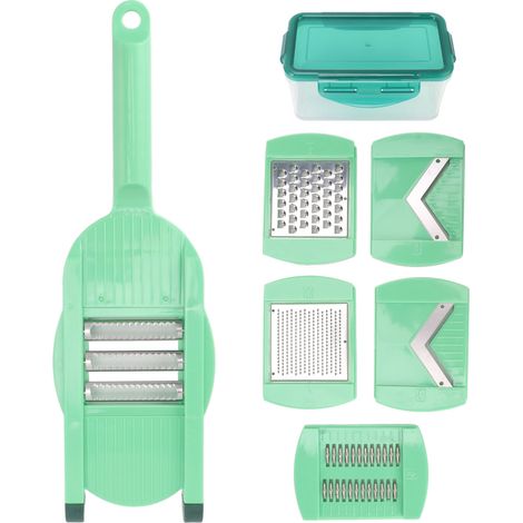 Râpe multifonction avec lames en acier inoxydable, compatible lave-vaisselle, hachoir à légumes pour pommes de terre, concombres et carottes (1/5)
