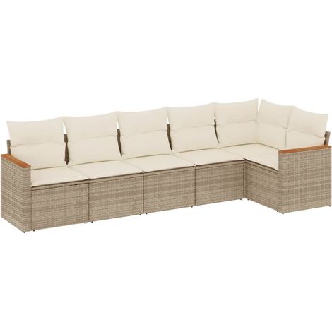 Maison Exclusive - Salon de jardin avec coussins 6 pcs beige résine tressée (1/3)