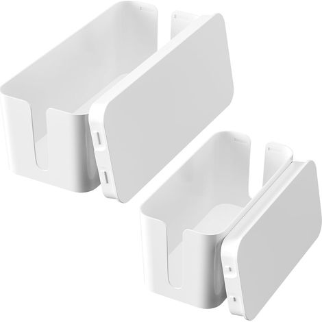 Set mit 2 Kabelmanagementboxen, Mehrfachsteckdosenabdeckungen, Aufbewahrungsboxen für Elektrokabel aus Kunststoff, Steckdosenboxen mit Deckel, Kabelorganisatoren, Kabelmanagementboxen, mittel und klei (1/5)