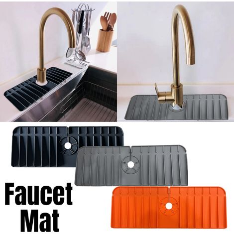 Set mit 1 grauen Silikon-Trockenmatte für Küchenspülen, Spritzschutz und Abtropffläche für Wasserhähne (Modell II) (1/5)
