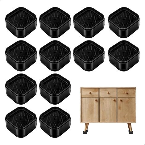 12 x Adjustable 3.5 cm Stacking Bed Leg Riser Furniture Riser for Chairs, Sofas, Table, Washing Machines, Inner Diameter 5 cm (1/5)