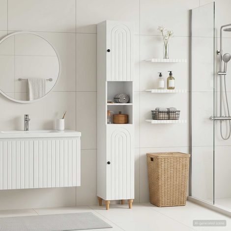 vidaXL Armadio da Bagno con Ripiano Aperto ALKMAAR Bianco Lucido