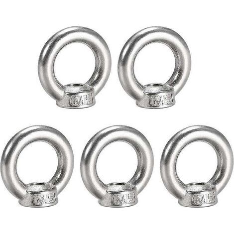 Écrou à œil de levage M5 (femelle). acier inoxydable 304. forme ronde. pour fixation de câble – Lot de 5 (1/5)