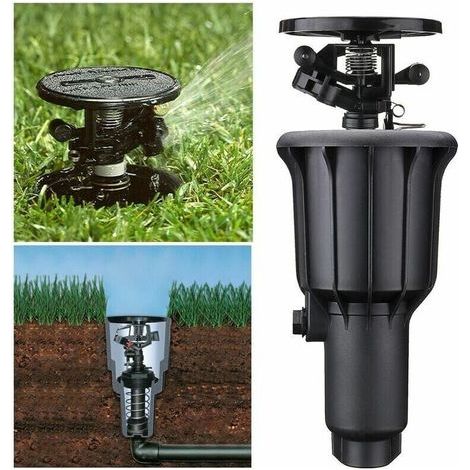 Aspersor de riego automático giratorio emergente con cabezal pulverizador para exteriores, jardín y césped, boquilla integrada de 1/2/3/4 pulgadas. (1/5)