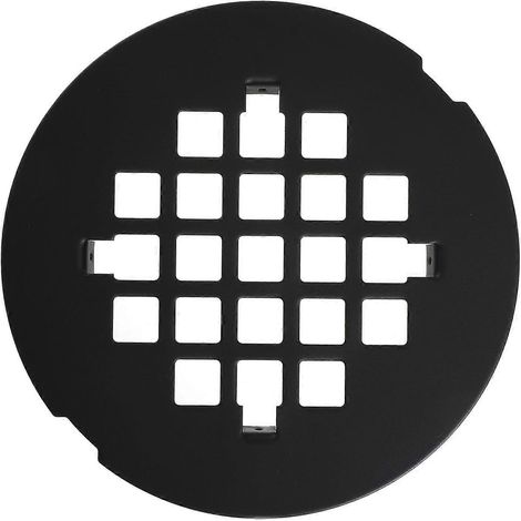 Couvercle de bonde de douche à clipser, noir, diamètre extérieur 10,8 cm (4-1/4 po), rond, facile à installer, en acier inoxydable, pour lavabo. (1/5)