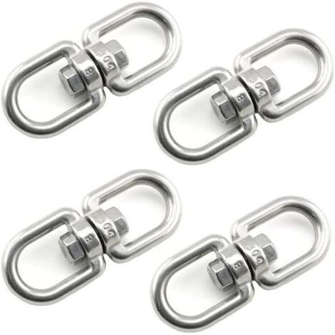4 Pièces Crochet Pivotant M8 Double Extrémité Anneaux Pivotants en Acier Inoxydable 304 Suspendue Crochet Pivotant pour Balançoires Fauteuils Suspendus Sacs de Sable Cordes Chaînes-Karteo (1/5)