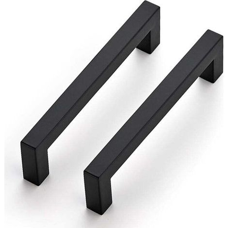 Maniglie per mobili nere, set da 2, 14 cm, quadrate, acciaio inox, distanza dal centro 128 mm. (1/4)