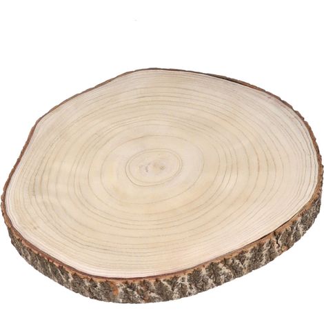 Echtholz Baumscheibe natur - 40 bis 45 cm - Holz Scheibe zum Dekorieren Basteln Bemalen Brandmalen - Tischdeko Holzdeko Kerzenteller Deko Platte