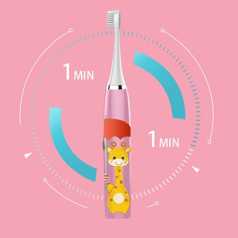 Brosse à dents électrique pour enfants, motif princesse rose, entièrement automatique et sonique, avec 3 têtes de brosse. (1/5)
