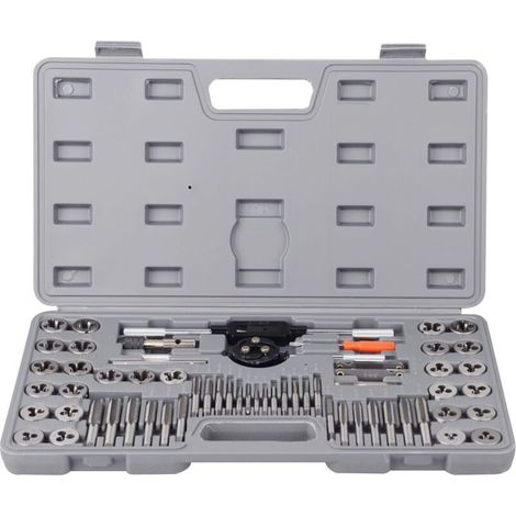 60 Piece SAE Alloy Steel and Alloy Steel Standard Tap and Die Set - Coarse and Fine Thread