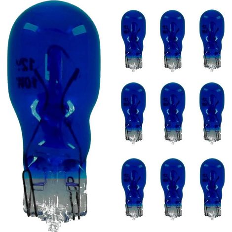 10 lampadine 12V 10W T13 W2.1x9.5d indicatori di direzione laterali per auto, moto, scooter, luce a goccia, spia del cruscotto, blu (1/5)