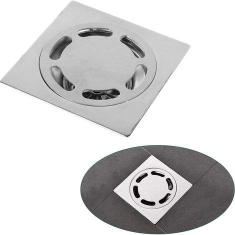 Grille de Siphon de Sol Carré, Drain de Sol de Douche Anti avec Couvercle de Crépine Amovible, Couvercle de Siphon de Sol en Acier Inoxydable pour Salle de Bain Toilette Cuisine (Style I)
