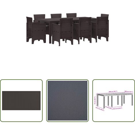 Garten Tisch - Garten Essgruppe 9 pcs Braun Polypropylen (1/5)