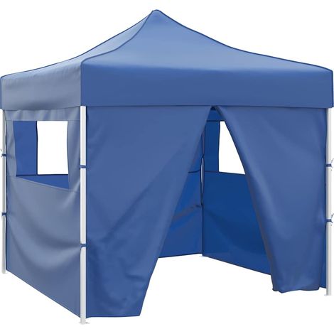 Tente pliable avec 4 parois-Tonnelle pliante Bleu 3 x 3 m (1/5)