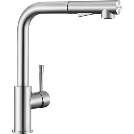 Kitchen faucet, kitchen mixer tap with pull-out spray head, with two spray patterns, brushed stainless steel, easy to install (1/4)