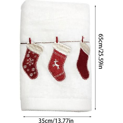 Lot de 3 serviettes de Noël en pur coton pour les mains, idéales pour la salle de bain, la cuisine ou le lavabo. (1/5)