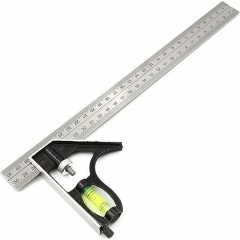 Règles à tracer Carrée Outils de Mesure,équerre combinée 300 mm,Acier Inoxydable Règle d'angle de Combinaison avec règle Réglable d'angle Droit d'alliage de Zinc Outil,Règle à Angle Carrée Combinaison