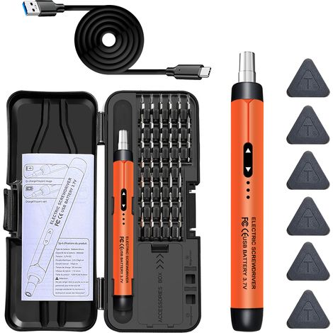 (Orange) Mini-outil électrique de précision sans fil rechargeable avec petits forets (1/5)