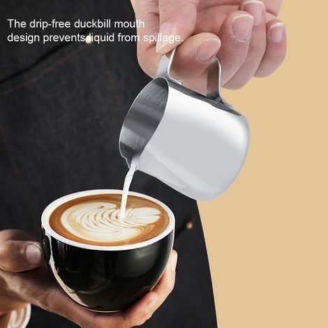 Mousseur à lait en acier inoxydable, pichet à café pour latte art, verseuse barista 150 ml. (1/5)