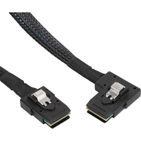 Cable de datos RAID de 90 grados con conector en ángulo izquierdo, conjunto de cable interno Mini SAS de alta densidad, versión de cable híbrido, con conector Mini SAS en ángulo recto SFF-8087.