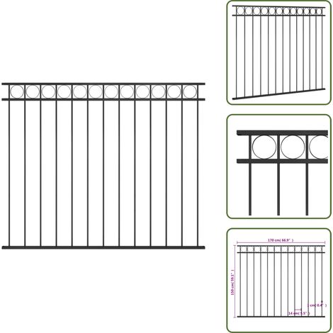 Panneau de clôture Acier 1,7x1,5 m Noir - Clôture Acier - Panneaux De Clôture - Clôture Jardin - Clôture Extérieur - Clôture Noire