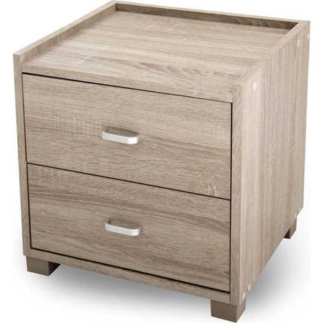 Comodino Mobiletto Cassettiera 2 Cassetti Design Moderno in legno MDF Rovere