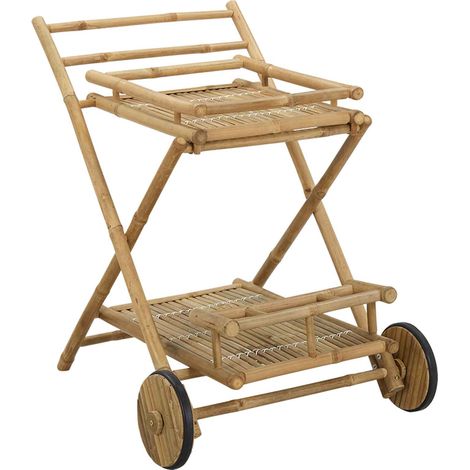 Tea Trolley with wheels Natural 79 x 67.5 x 84 cm Bamboo vidaXL
