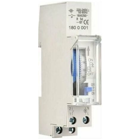 Mechanischer 24-Stunden-Timer, 15-Minuten-Mindesttimer, Schienenmontage, eingebaute Batterie, SUL180a AC220–240 V, Grau – SUL180a AC220–240 V, Grau
