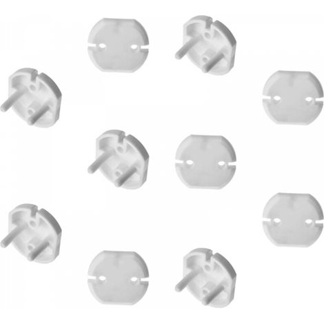 Lot de 10 cache-prises de sécurité pour enfants, protections électriques pour 2 prises, blanc (1/5)