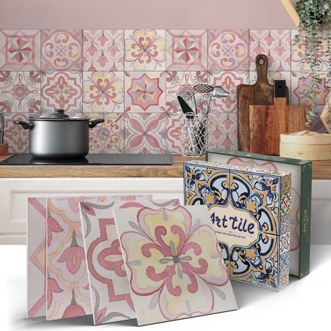 stickers muraux autocollants imperméables x papier peint à fleurs roses décoration pour cuisine et salle de bain ART103 12 15 cm (1/5)