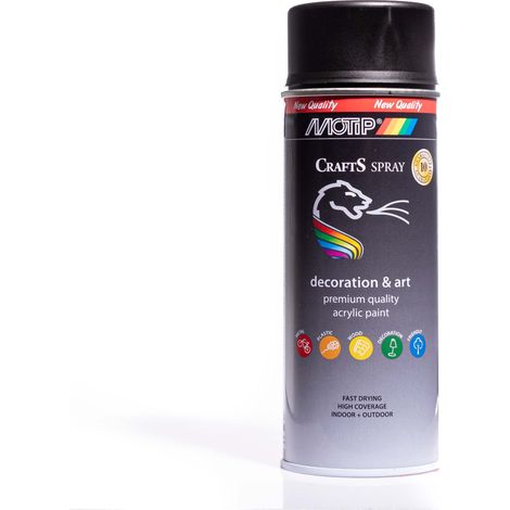 Vernice spray acrilica RAL 9005, colore nero opaco, 400 ml, per lavori creativi. (1/5)