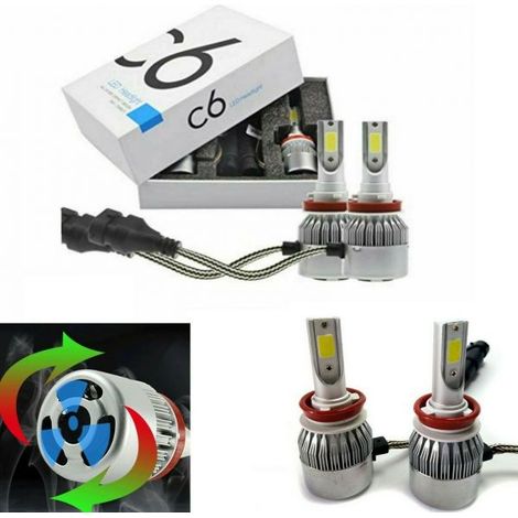 COPPIA LAMPADE LED AUTO FARI H11 MOTO KIT LAMPADINE 36W LUCE BIANCA 6000K 3800LM