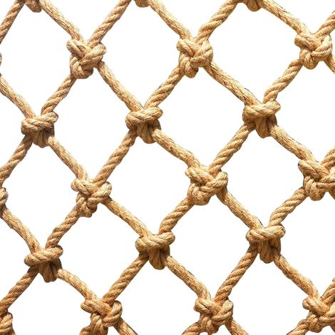 (Size:1 x 1m(3 x 3ft))Filet en Corde de Chanvre Filet Protection Chanvre Filet Anti Chute for Escalier for Enfants Filet de Séparation for Photo Décoration Murale Plafond de Protection (1/5)