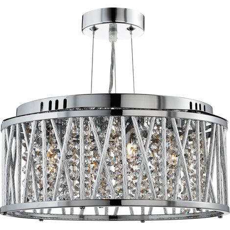 Searchlight Elise - Sospensione a soffitto a 3 luci cromata con cristalli, G9 (1/4)